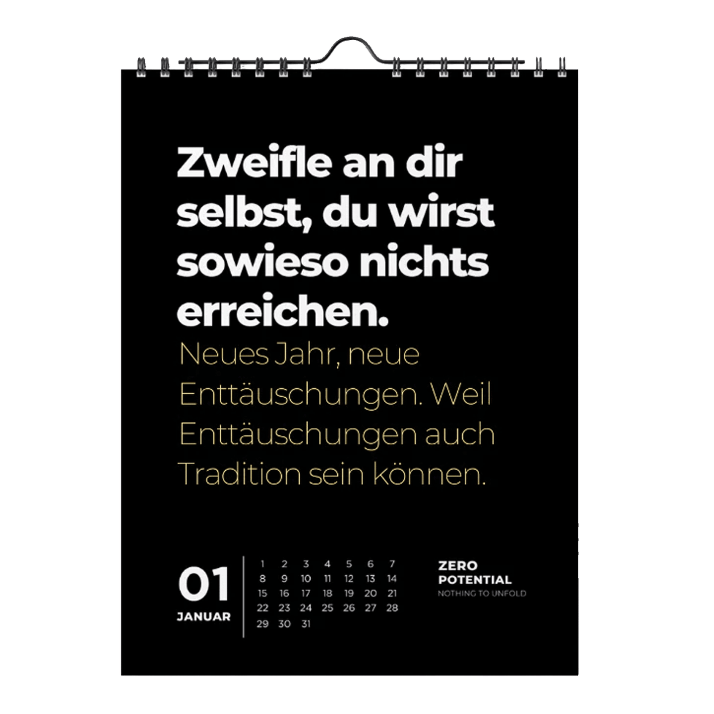 Demotivierender Wandkalender 2025 mit 12 unmotivierenden Sprüchen