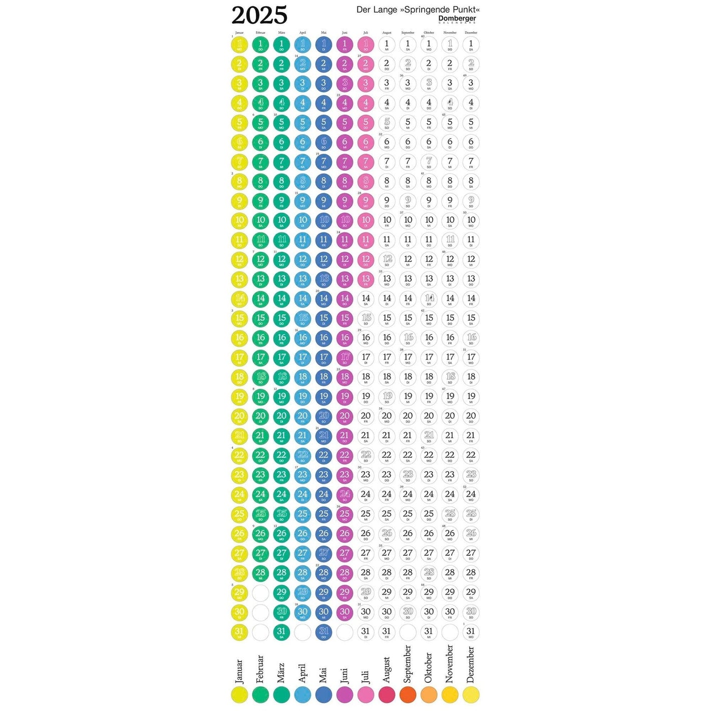 Der Lange Springende Punkt weiß 2025 - Jahresplaner 2025