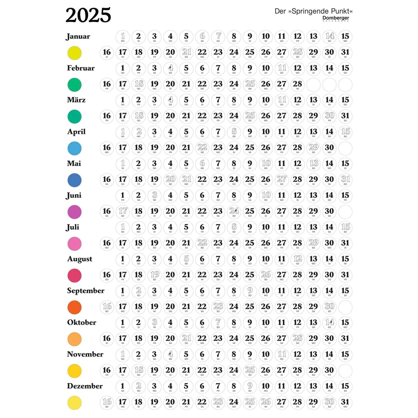 Der Springende Punkt weiß 2025 - Jahresplaner 2025