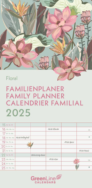 GreenLine Floral  Familienplaner 2025