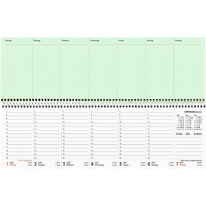Tischquerkalender - PERFO - GRÜN 1W/2S schwarz/grün 2024