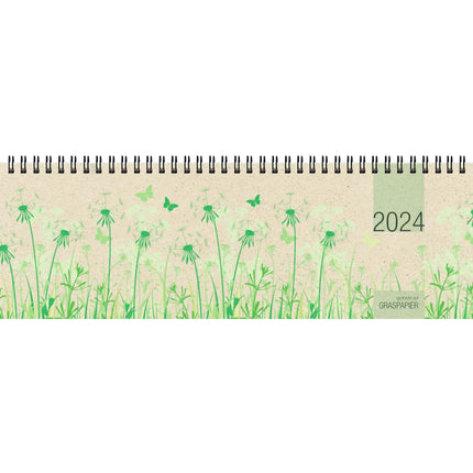 Tischquerkalender 1W/2S Graspapier 2024