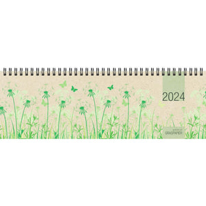 Tischquerkalender 1W/2S Graspapier 2024