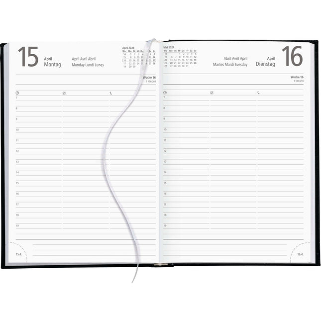 Buchkalender 1T/1S blau 2024
