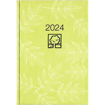 Buchkalender 1T/1S Recycling grün 2024