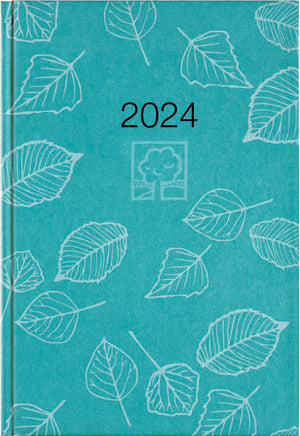 Buchkalender 1T/1S Recycling türkis 2024