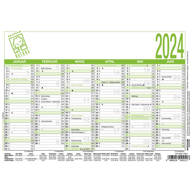 Arbeitstagekalender A5 Recycling 2024