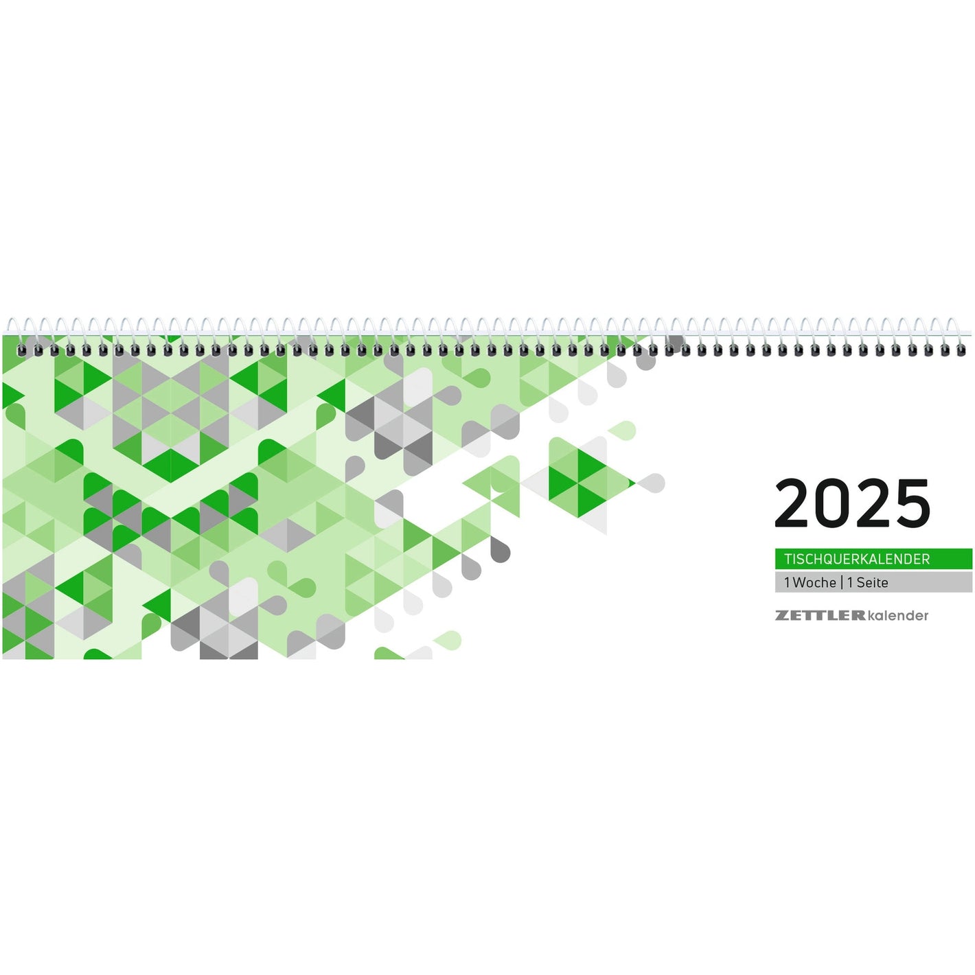 Tischquerkalender grün 1W/1S 2025 - Tischkalender 2025