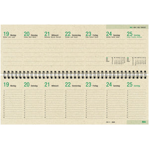 Tischquerkalender   1W/2S Graspapier 2025