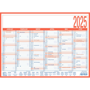 Arbeitstagekalender  A4 kaschiert 2025