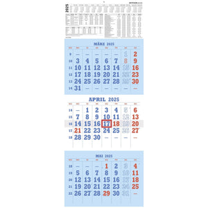 3-Monatskalender blau/rot 2025