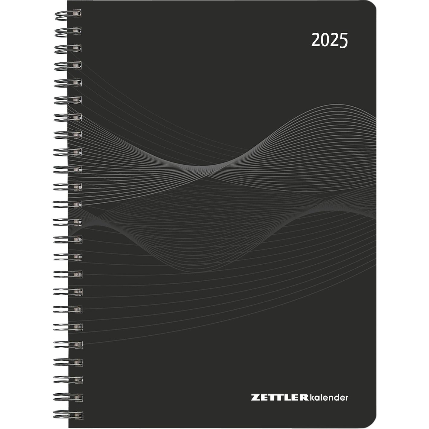 Wochenplaner PP-Einband schwarz  A5 Ringbuch 2025 - Buchkalender 2025