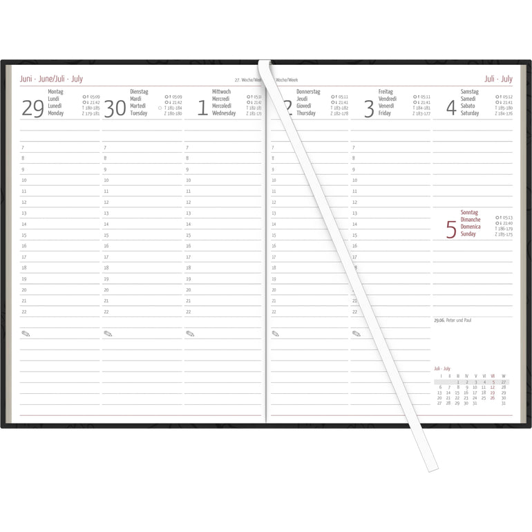 Tischquerkalender Blau 2026 - 29,6x9,9 Cm - 1 Woche Auf 2 Seiten - Stundeneinteilung 7 - 19 Uhr - Inkl. Jahresübersicht - Bürokalender - 116-0015" Kaufen