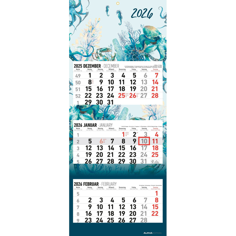 3-Monatskalender 2026: Der beste Überblick für Büro und Zuhause