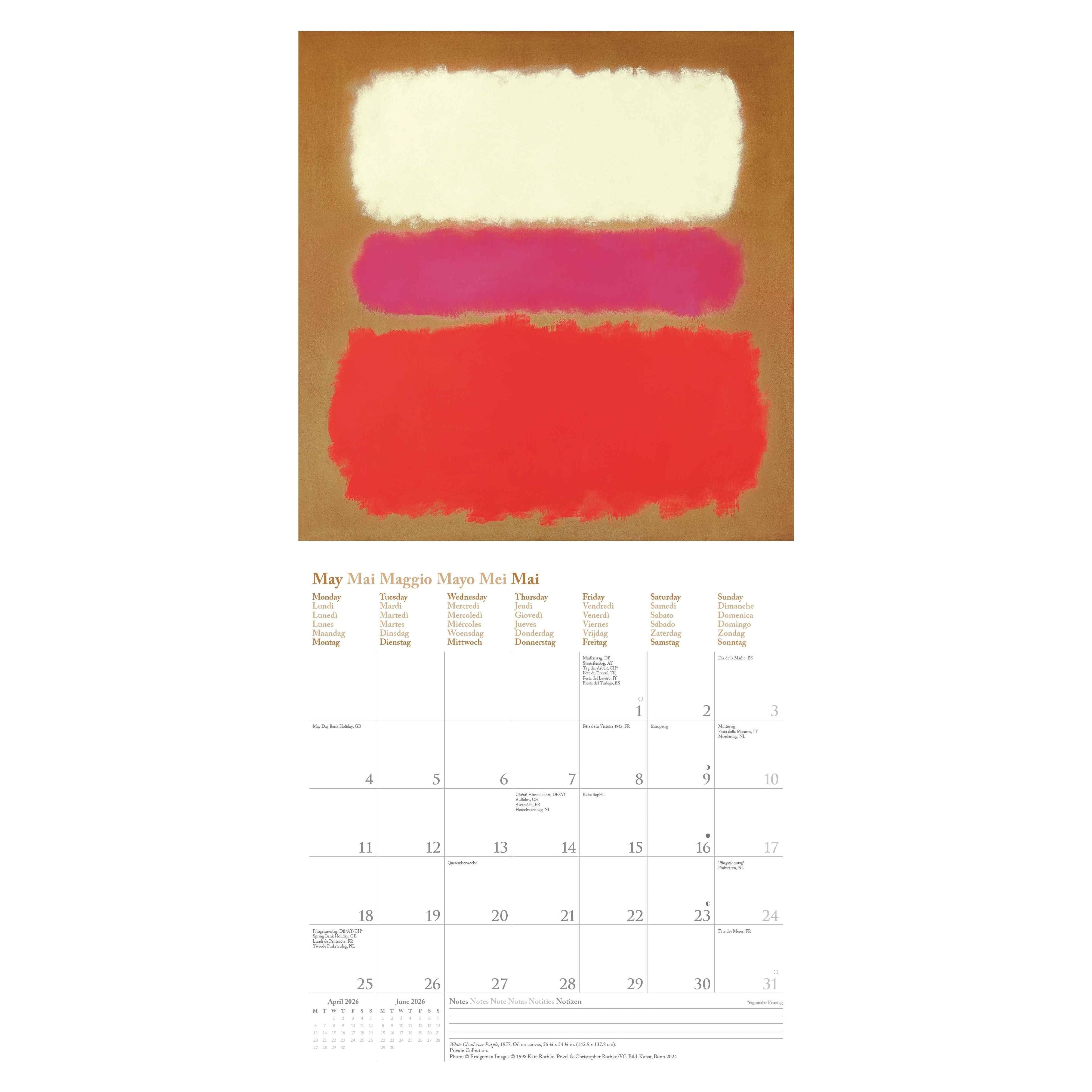 Mark Rothko Calendar Mark Rothko - Kalender 2026 günstig kaufen | kalendersale.de