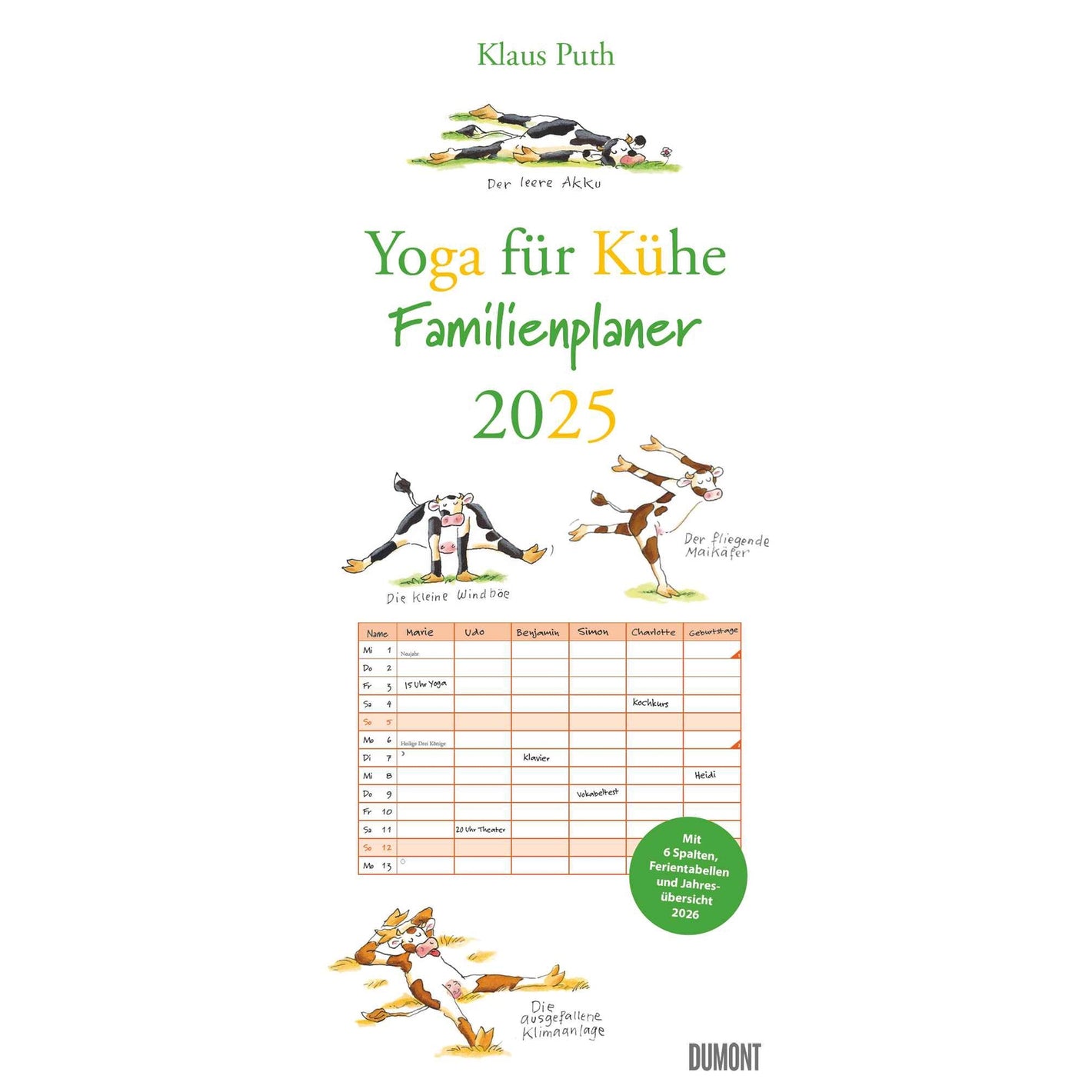 Yoga für Kühe  Familienkalender 2025 - Familienplaner 2025