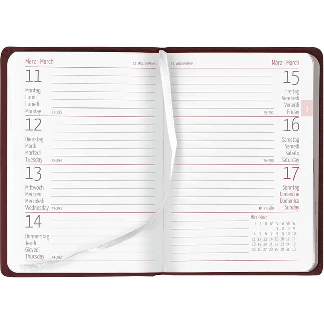 Taschenkalender Buch PVC rot 1W/2S 2024
