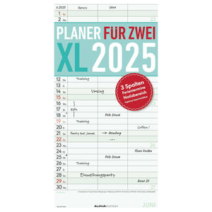 Planer für 2 XL  mit 3 Spalten 2025