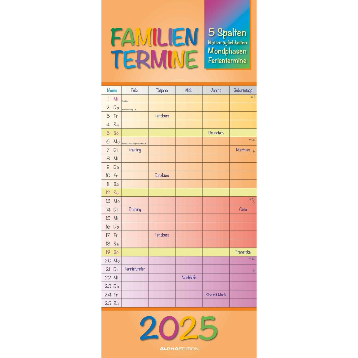 Regenbogen  Familienplaner 2025 - Familienplaner 2025