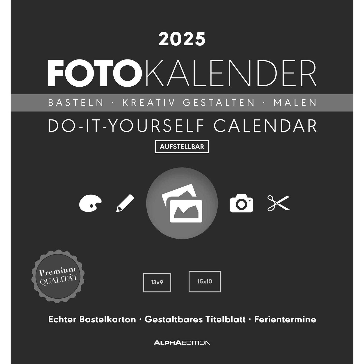 Foto-Bastelkalender schwarz 2025 - Bastelkalender 2025