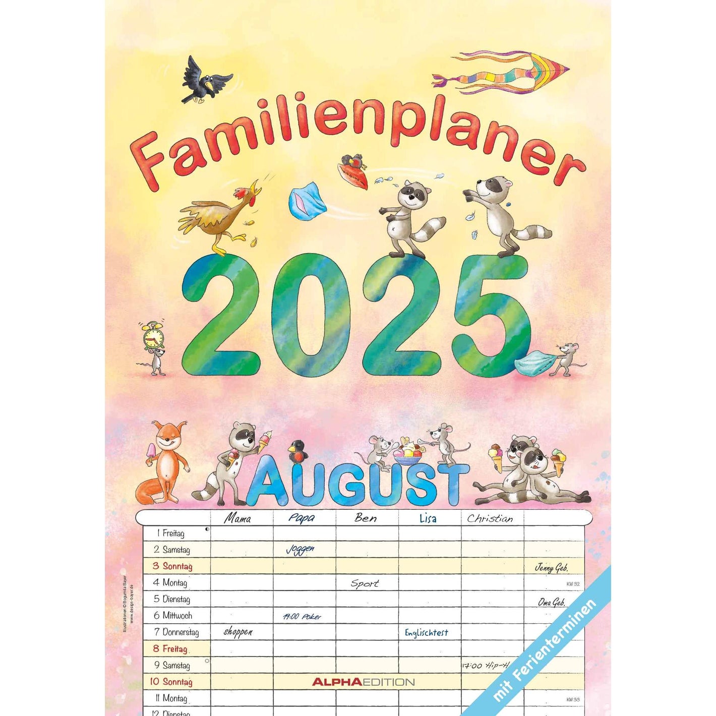 Familienplaner Cartoon 2025 - Familienplaner 2025