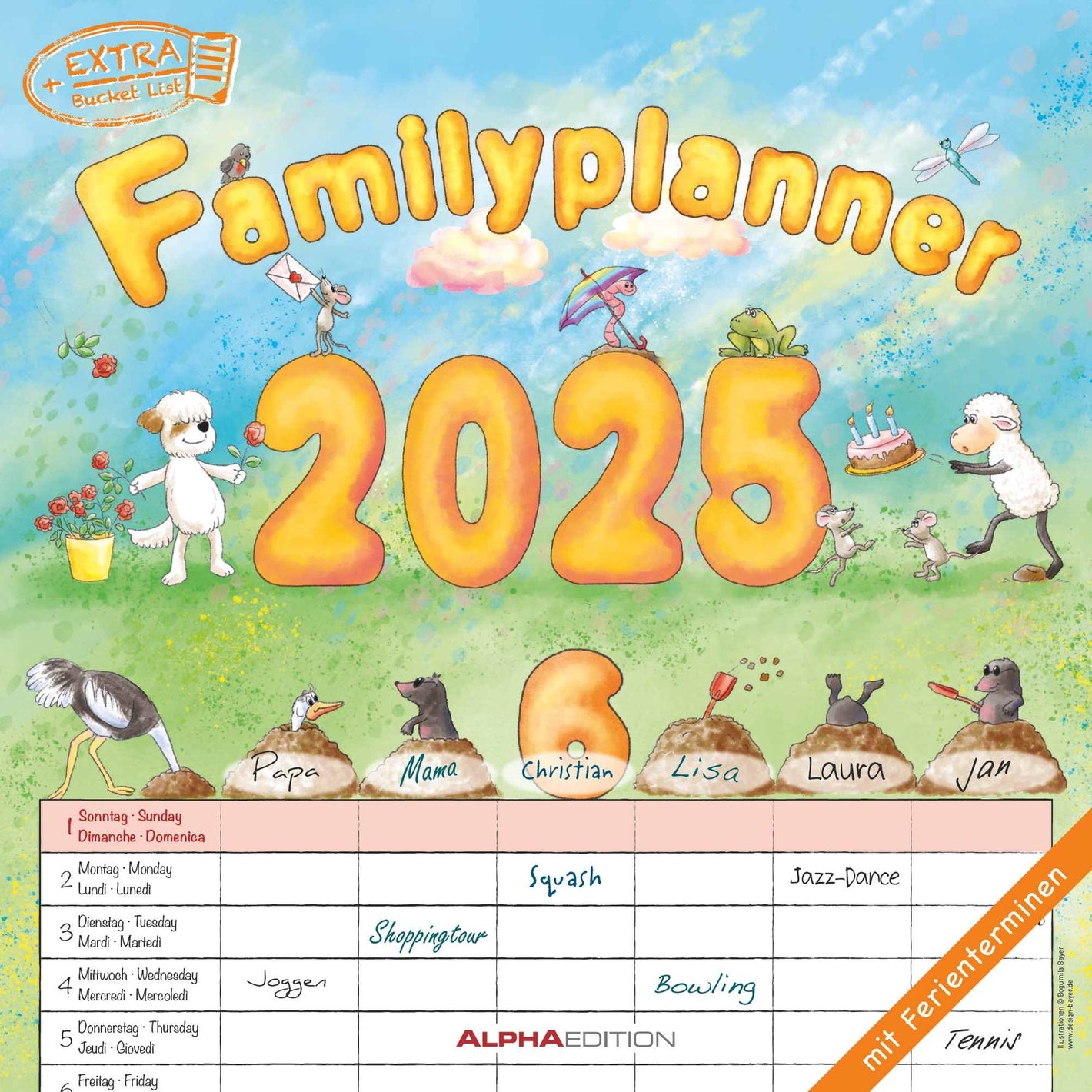 Familienplaner Cartoon 2025 - Familienplaner 2025