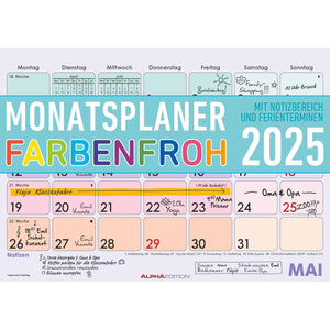 Monatsterminkalender Farbenfroh 2025 1M/1S
