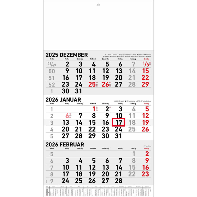 3-Monatskalender 2026: Der beste Überblick für Büro und Zuhause