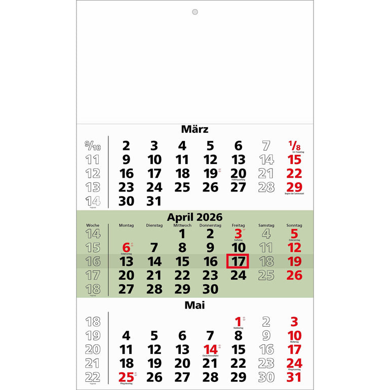 3-Monatskalender 2026: Der beste Überblick für Büro und Zuhause