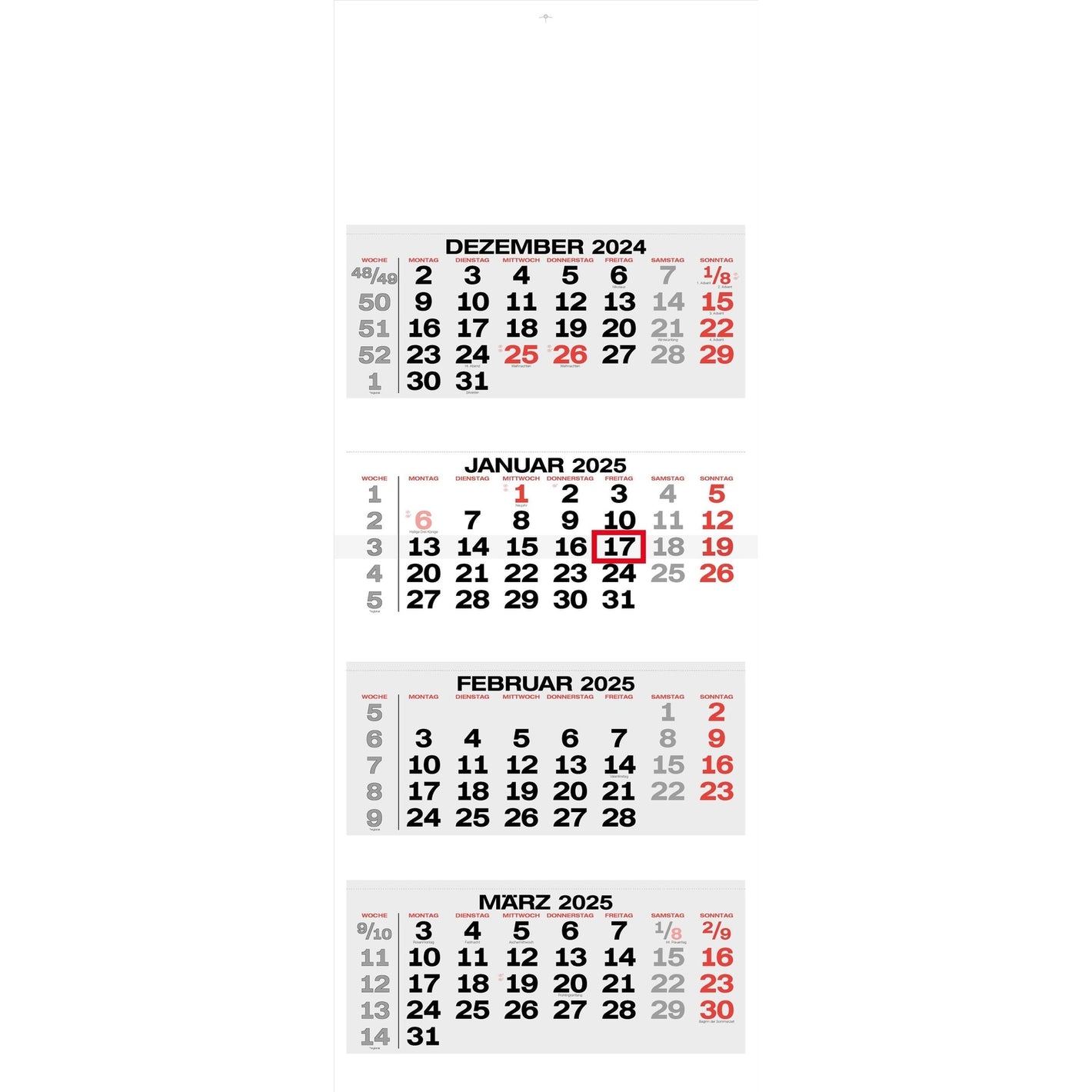 4-Monatskalender 4 Block - XL - Mehrmonatskalender 2025