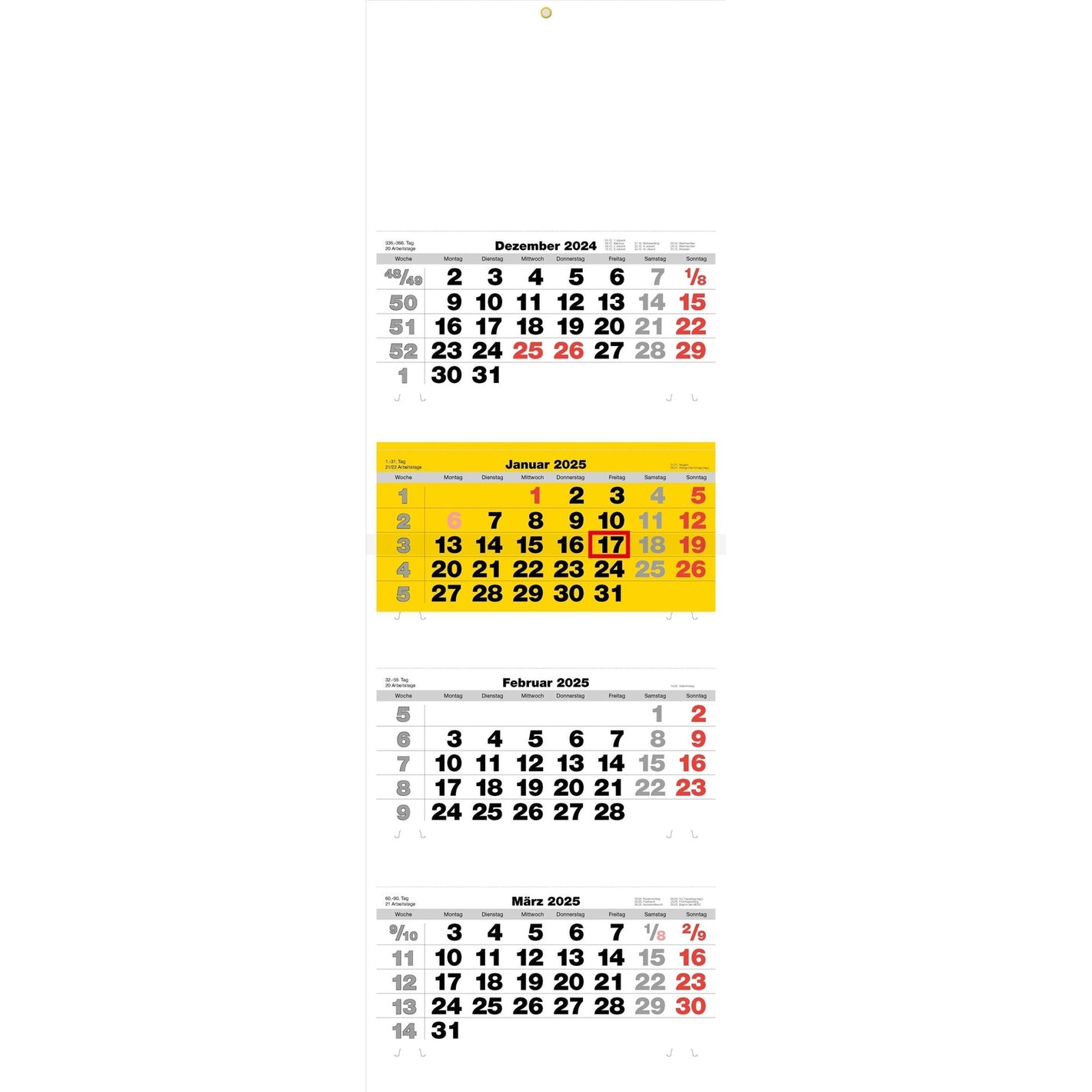 4-Monatskalender 4 Block - XXL Gelb - Mehrmonatskalender 2025