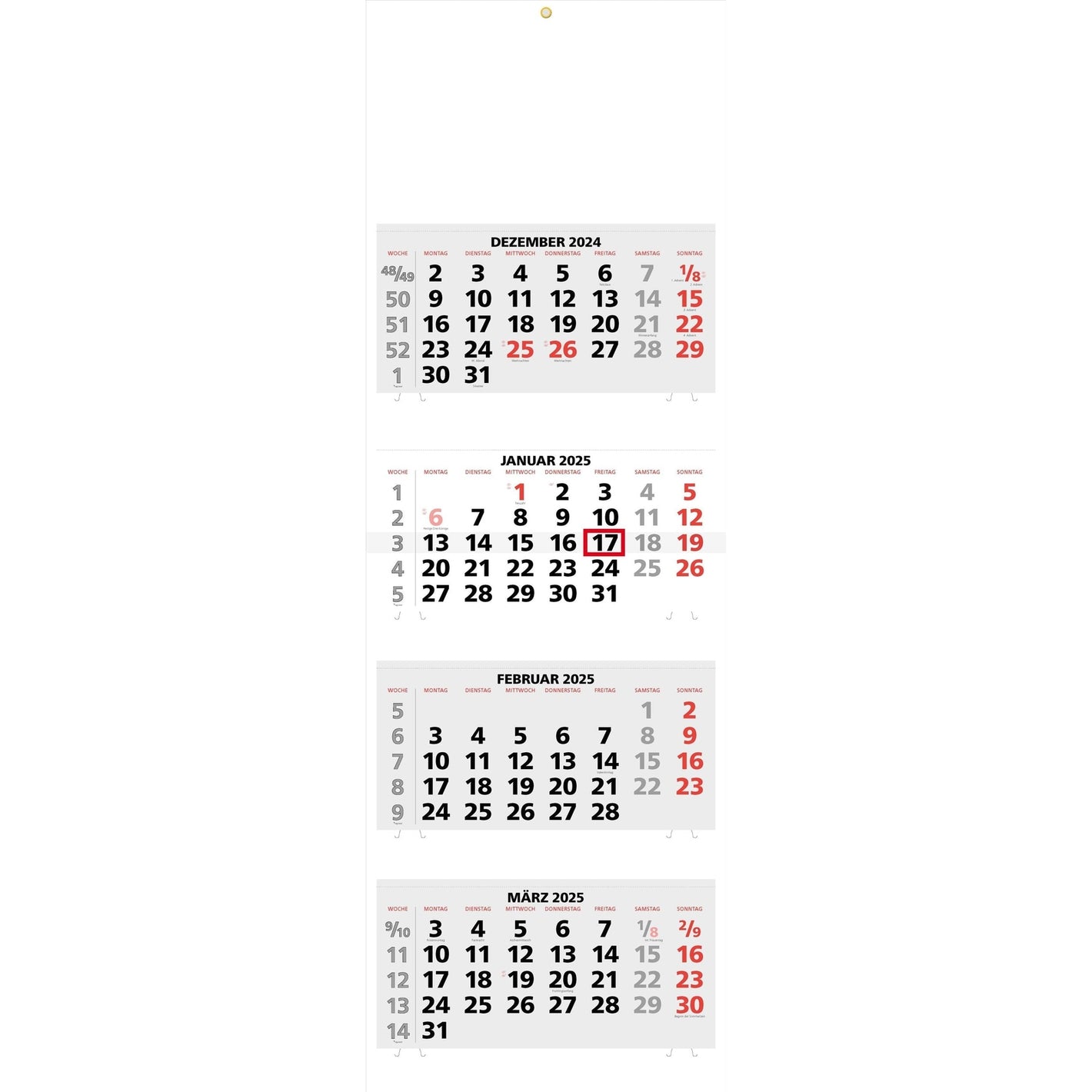 4-Monatskalender 4 Block - XXL - Mehrmonatskalender 2025