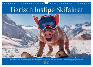 Tierisch lustige Skifahrer Kalender 2025 - Wandkalender 2025